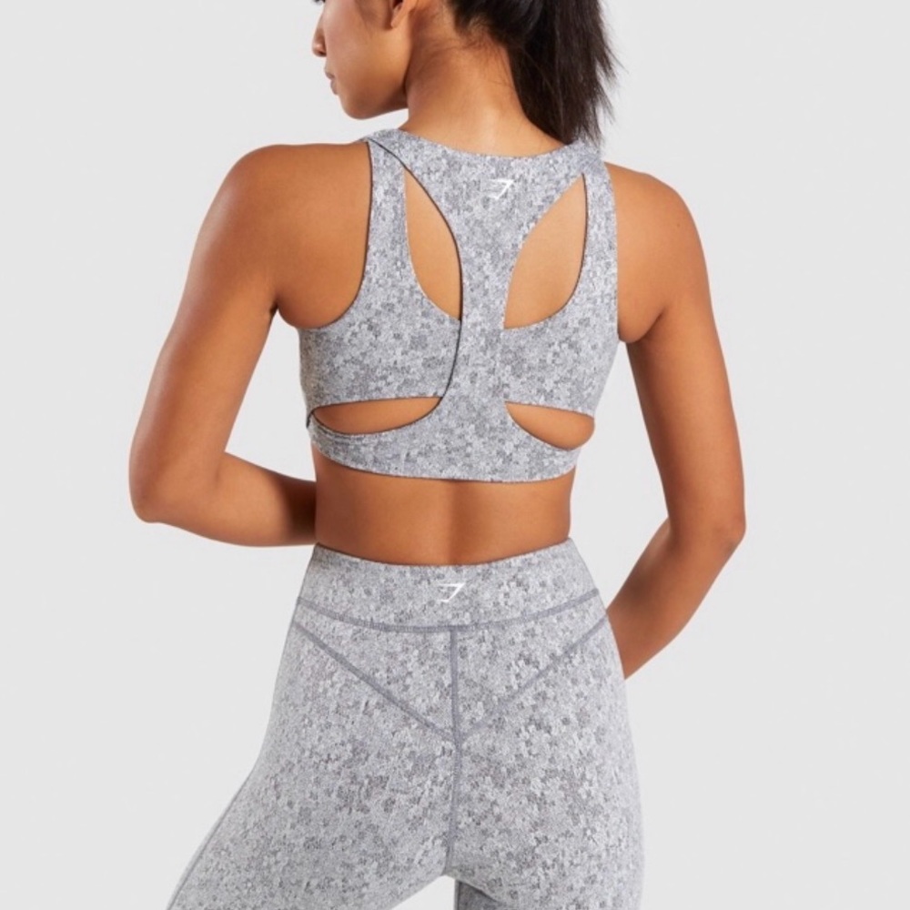 Like 🆕 Gymshark Fleur Texture Sports Bra Marl Gray, Sz Small / S